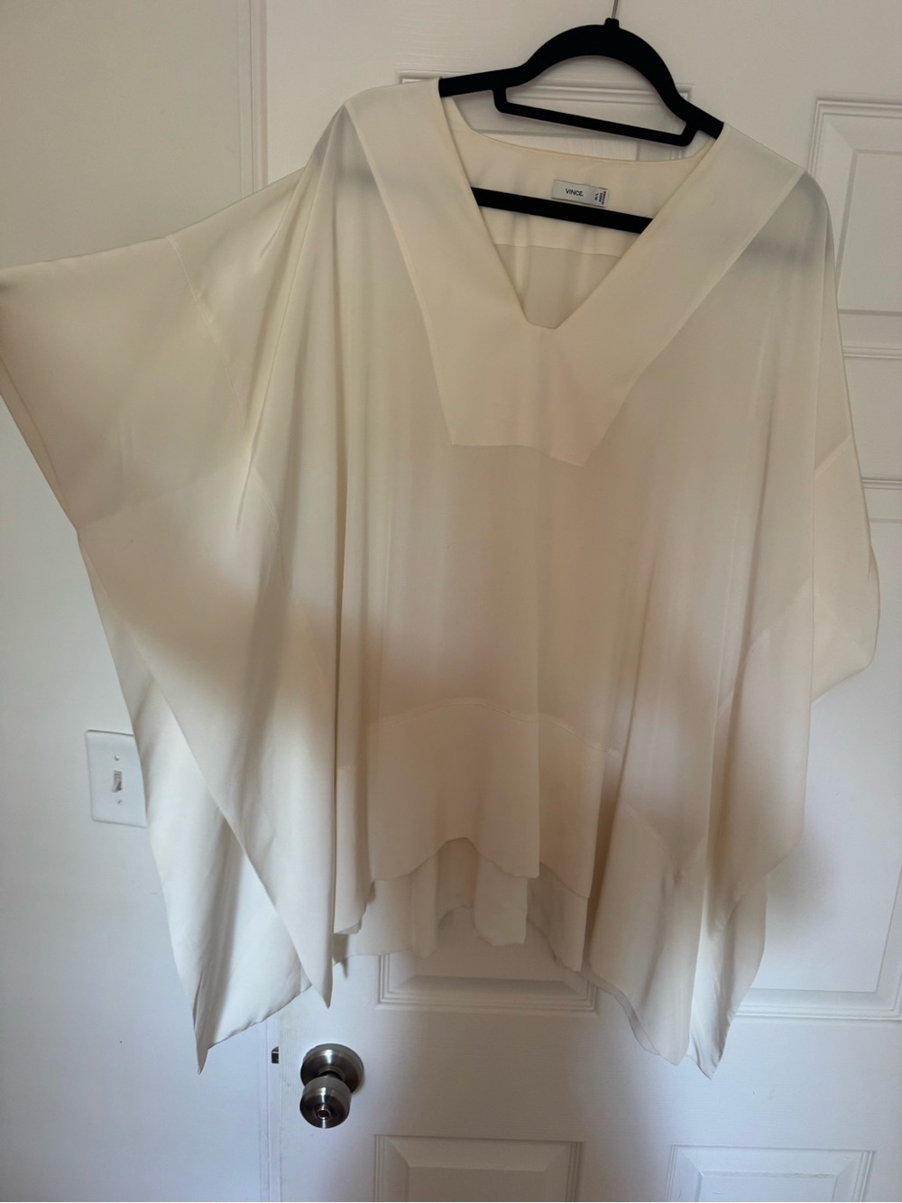 Vince Cream V-Neck Sheer Tunic